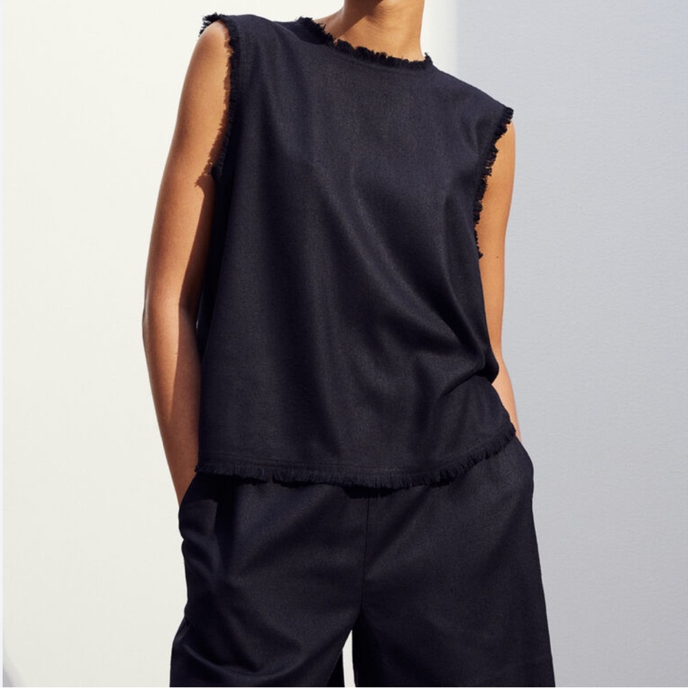 H&M Premium Selection Fringe-trimmed Silk Top